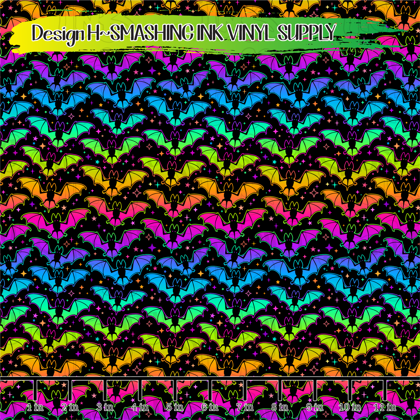 Rainbow Bats ★ Pattern Vinyl | Faux Leather | Sublimation (TAT 3 BUS DAYS)