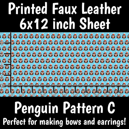 Penguin Pattern C - Faux Leather Sheet (SHIPS IN 3 BUS DAYS)