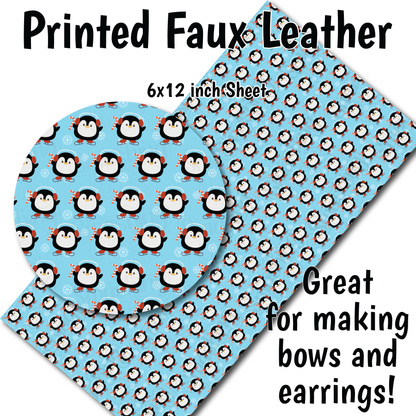 Penguin Pattern D - Faux Leather Sheet (SHIPS IN 3 BUS DAYS)