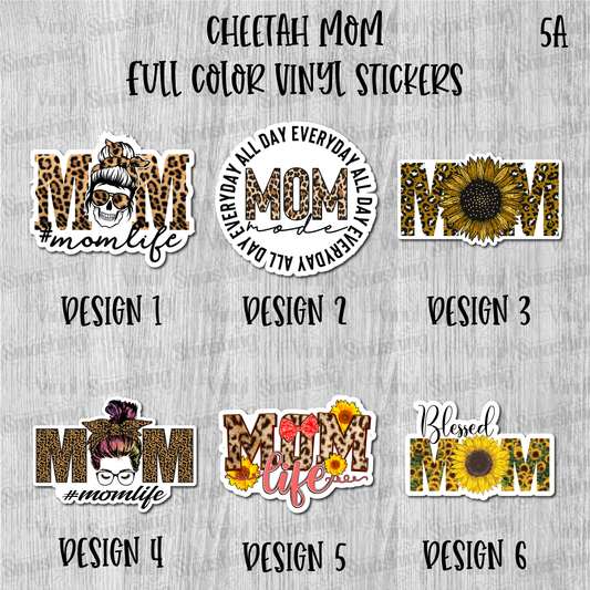 Cheetah Mom - Full Color Vinyl Stickers (SHIPS IN 3-7 BUS DAYS)