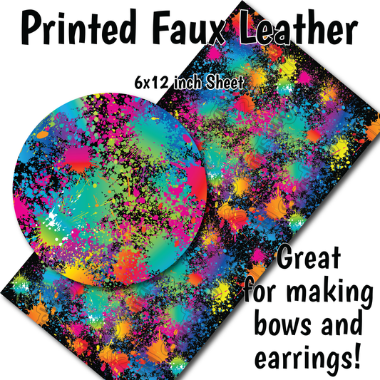 Paint Splatter - Faux Leather Sheet (SHIPS IN 3 BUS DAYS)