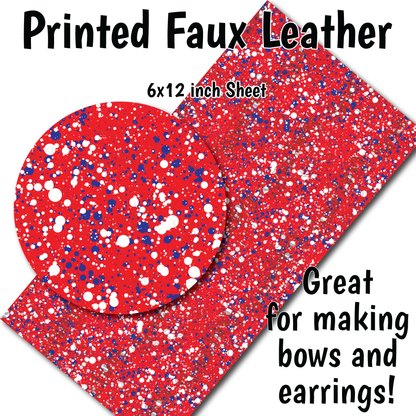 Patriotic Splatter - Faux Leather Sheet (SHIPS IN 3 BUS DAYS)