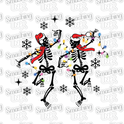 Dancing Christmas Skeletons - Heat Transfer | DTF | Sublimation (TAT 3 BUS DAYS) [4G44-5HTV]