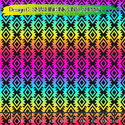 Rainbow Aztec ★ Pattern Vinyl | Faux Leather | Sublimation (TAT 3 BUS DAYS)