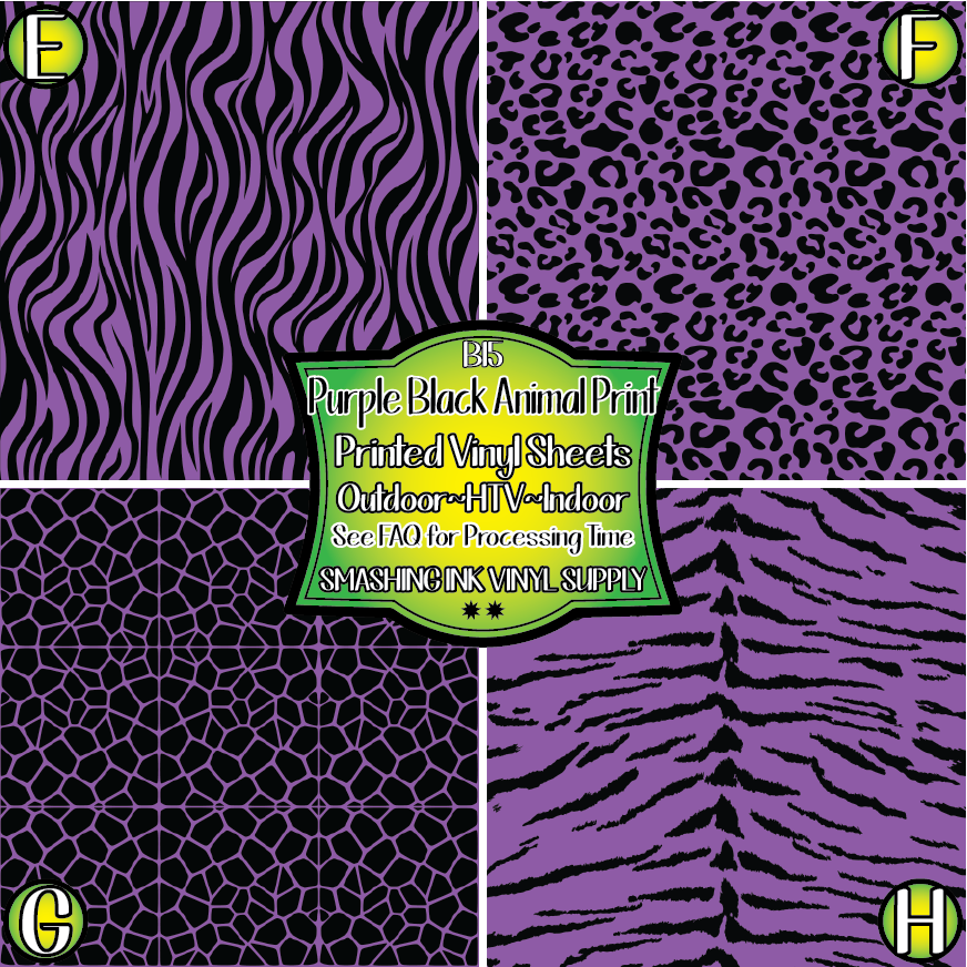 Light Purple Black Animal Print ★ Laser Safe Adhesive Film (TAT 3 BUS DAYS)