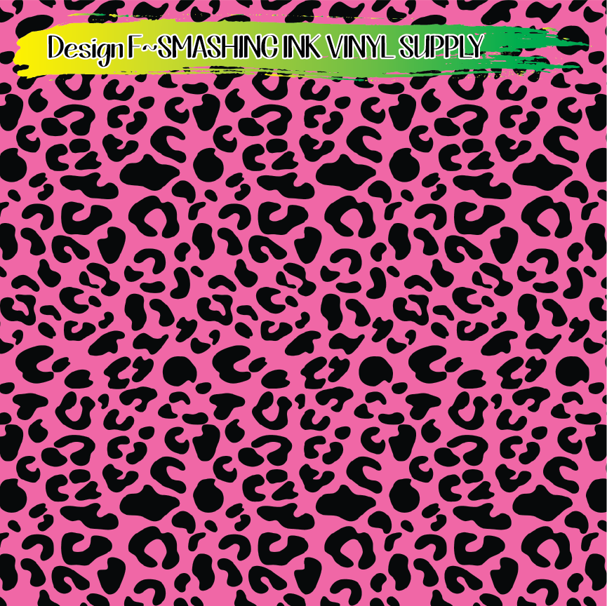 Light Pink Black Animal Print ★ Pattern Vinyl | Faux Leather | Sublimation (TAT 3 BUS DAYS)
