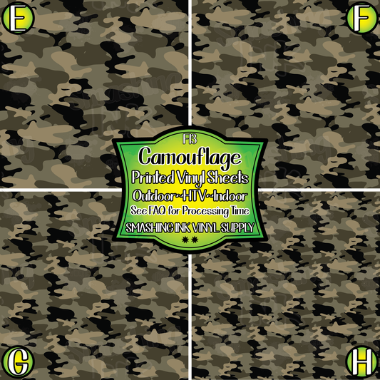 Camouflage ★ Pattern Vinyl | Faux Leather | Sublimation (TAT 3 BUS DAYS)