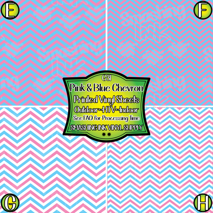 Pink & Blue Chevron ★ Pattern Vinyl | Faux Leather | Sublimation (TAT 3 BUS DAYS)