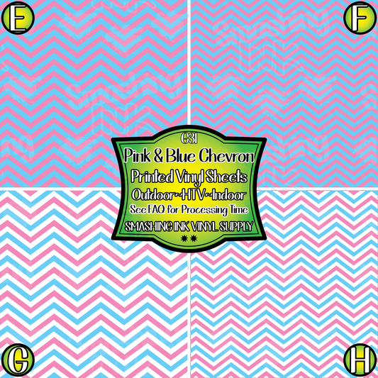 Pink & Blue Chevron ★ Pattern Vinyl | Faux Leather | Sublimation (TAT 3 BUS DAYS)