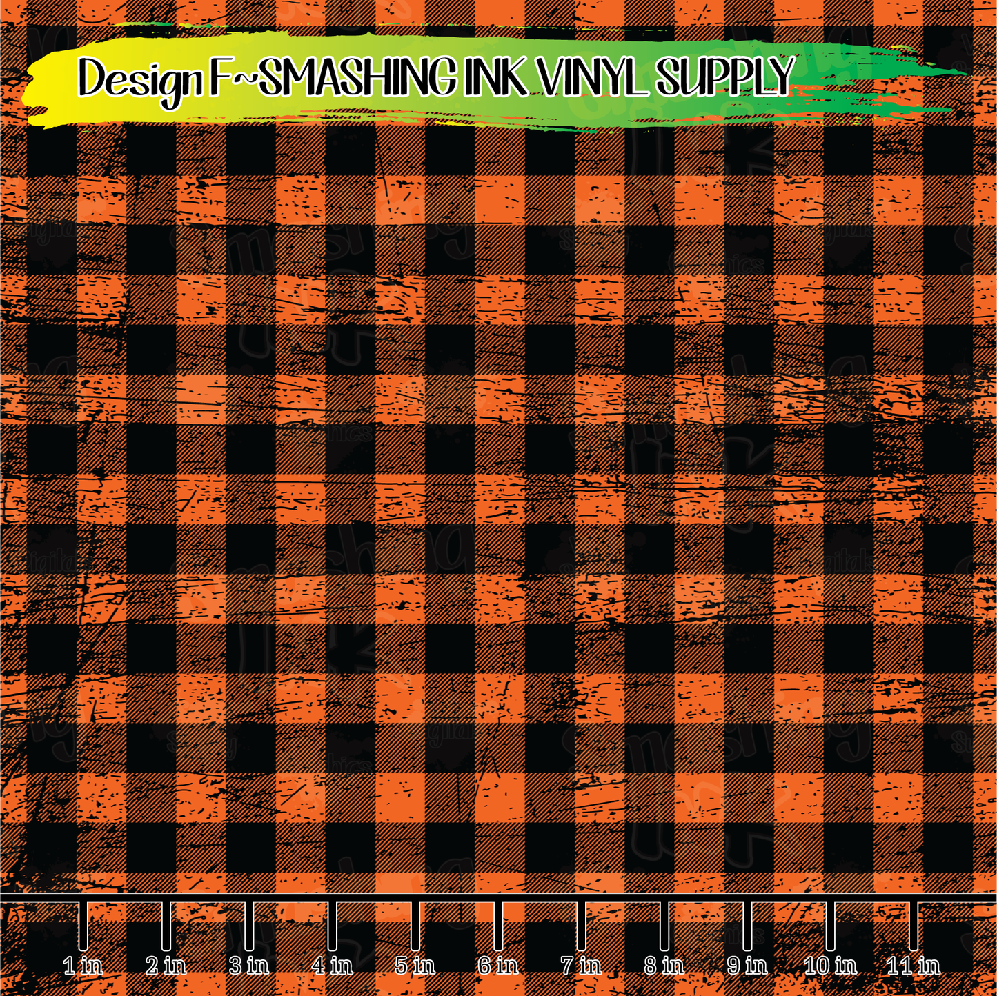 Orange Grunge Plaid  ★ Laser Safe Adhesive Film (TAT 3 BUS DAYS)