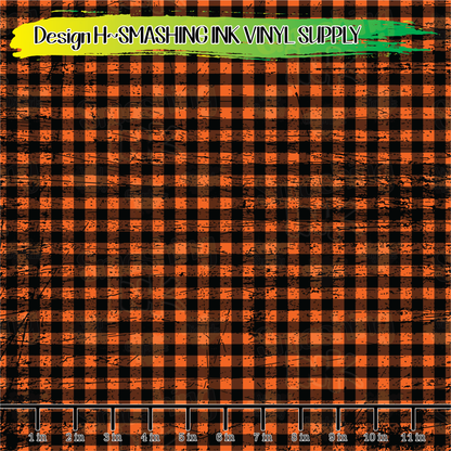 Orange Grunge Plaid  ★ Laser Safe Adhesive Film (TAT 3 BUS DAYS)