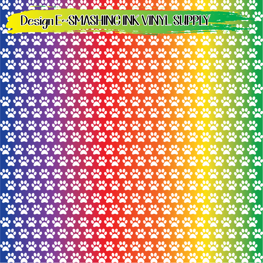 Colorful Pawprint ★ Pattern Vinyl | Faux Leather | Sublimation (TAT 3 BUS DAYS)