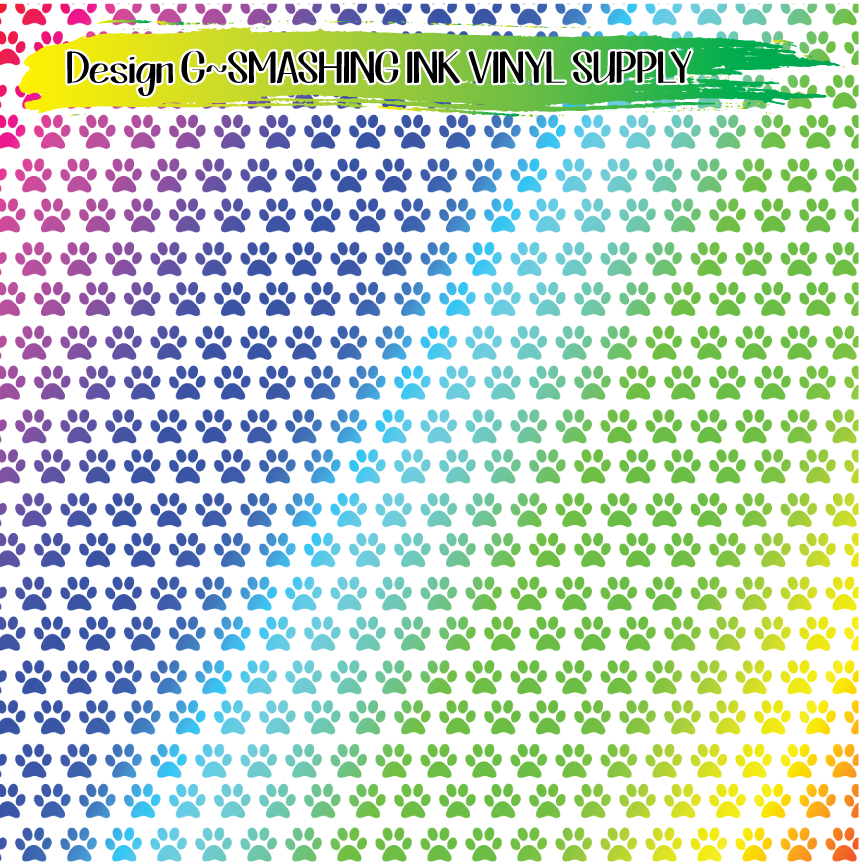 Colorful Pawprint ★ Pattern Vinyl | Faux Leather | Sublimation (TAT 3 BUS DAYS)