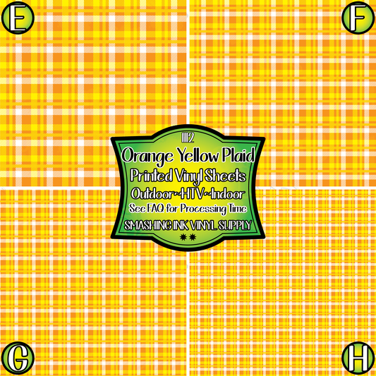 Orange Yellow Plaid ★ Pattern Vinyl | Faux Leather | Sublimation (TAT 3 BUS DAYS)