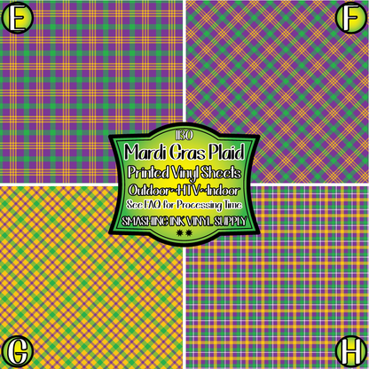 Mardi Gras Plaid ★ Laser Safe Adhesive Film (TAT 3 BUS DAYS)