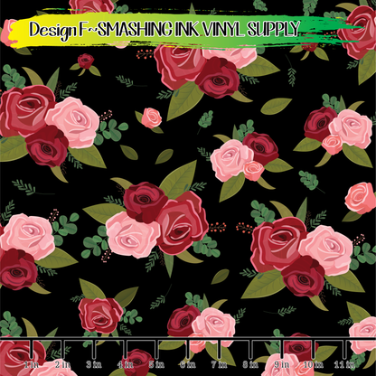 Rose Floral Pattern ★ Pattern Vinyl | Faux Leather | Sublimation (TAT 3 BUS DAYS)