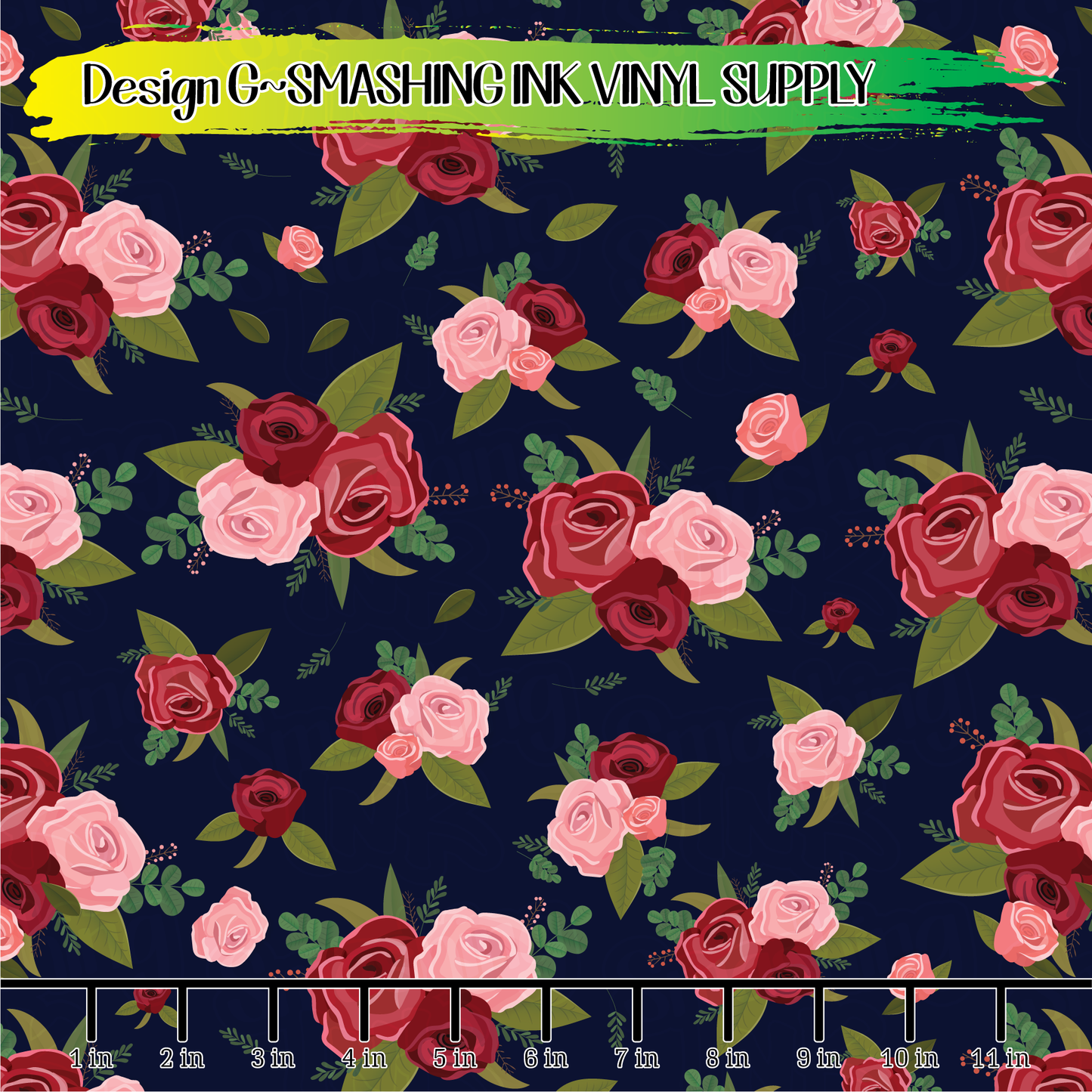 Rose Floral Pattern ★ Pattern Vinyl | Faux Leather | Sublimation (TAT 3 BUS DAYS)