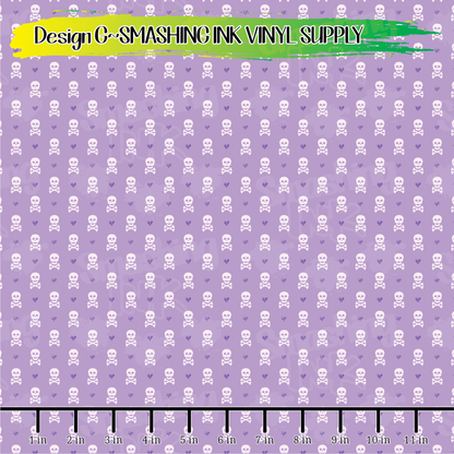 Purple Girly Skulls ★ Pattern Vinyl | Faux Leather | Sublimation (TAT 3 BUS DAYS)