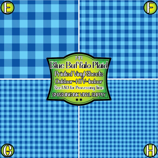 Blue Buffalo Plaid ★ Pattern Vinyl | Faux Leather | Sublimation (TAT 3 BUS DAYS)