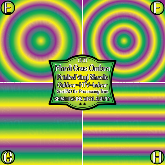 Mardi Gras Ombre ★ Laser Safe Adhesive Film (TAT 3 BUS DAYS)
