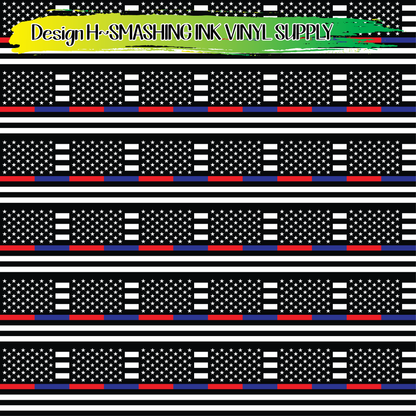 Red/Blue Line Flag ★ Pattern Vinyl | Faux Leather | Sublimation (TAT 3 BUS DAYS)