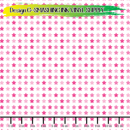 Pink Stars Small Scale ★ Pattern Vinyl | Faux Leather | Sublimation (TAT 3 BUS DAYS)