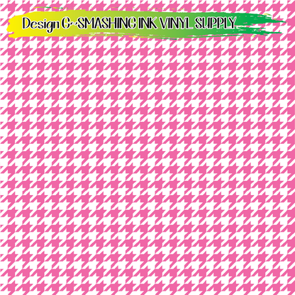 Light Pink White Houndstooth ★ Pattern Vinyl | Faux Leather | Sublimation (TAT 3 BUS DAYS)