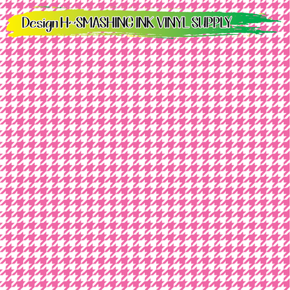 Light Pink White Houndstooth ★ Pattern Vinyl | Faux Leather | Sublimation (TAT 3 BUS DAYS)