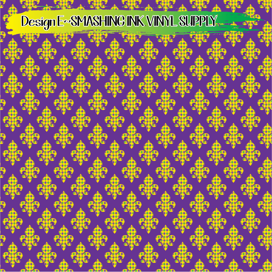 Mardi Gras Fleur-de-lis Pattern ★ Laser Safe Adhesive Film (TAT 3 BUS DAYS)