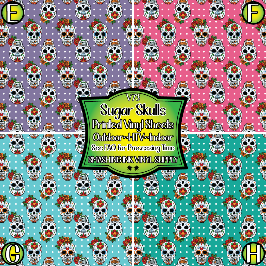 Polka Dot Sugar Skulls ★ Pattern Vinyl | Faux Leather | Sublimation (TAT 3 BUS DAYS)