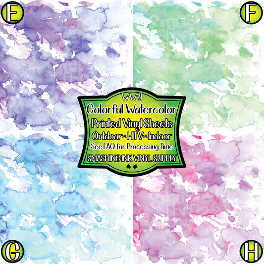 Colorful Watercolor ★ Laser Safe Adhesive Film (TAT 3 BUS DAYS)