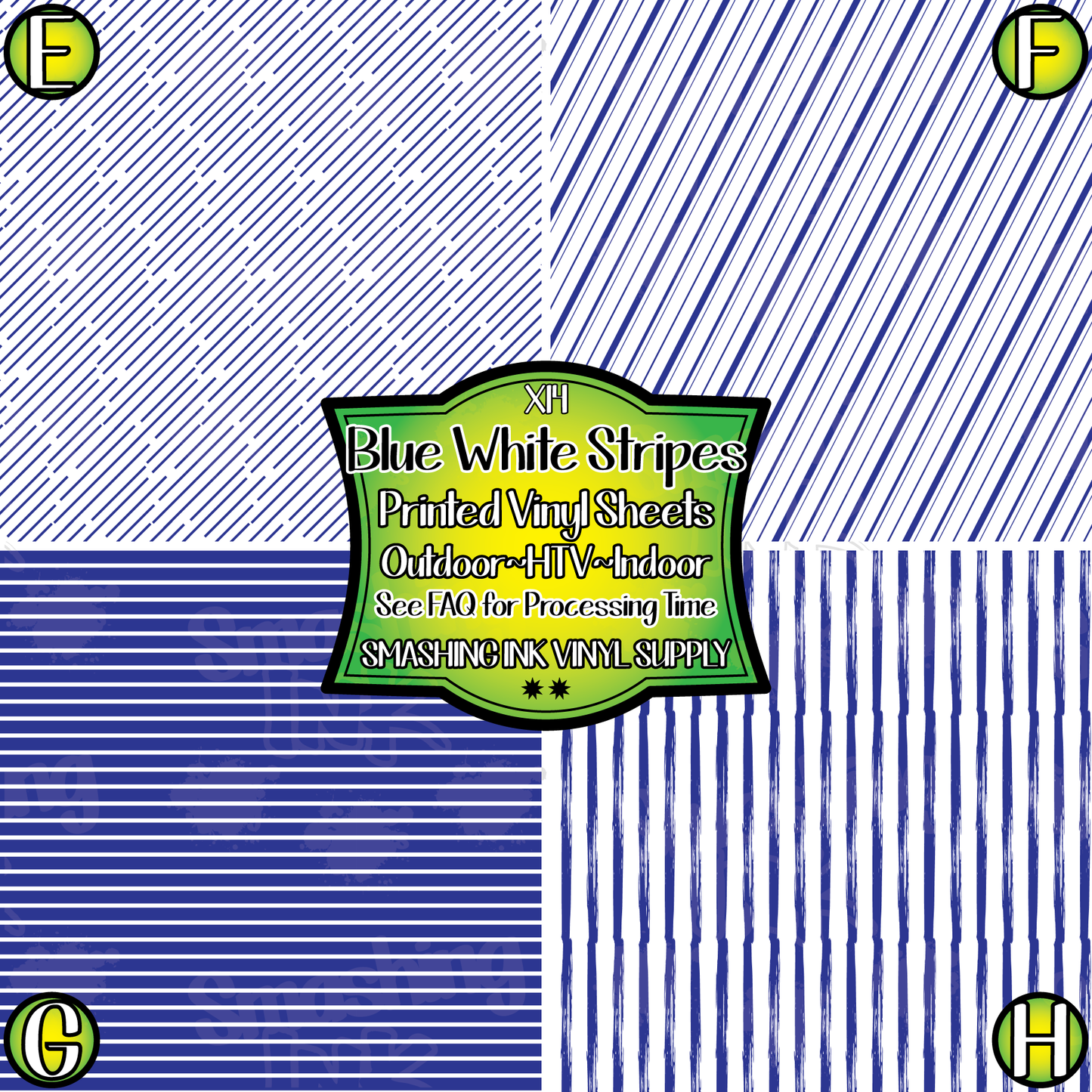 Blue White Stripes ★ Laser Safe Adhesive Film (TAT 3 BUS DAYS)