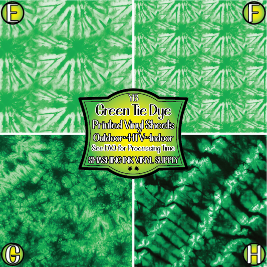 Green Tie Dye ★ Pattern Vinyl | Faux Leather | Sublimation (TAT 3 BUS DAYS)
