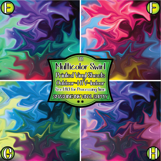 Mulitcolor Swirls ★ Pattern Vinyl | Faux Leather | Sublimation (TAT 3 BUS DAYS)