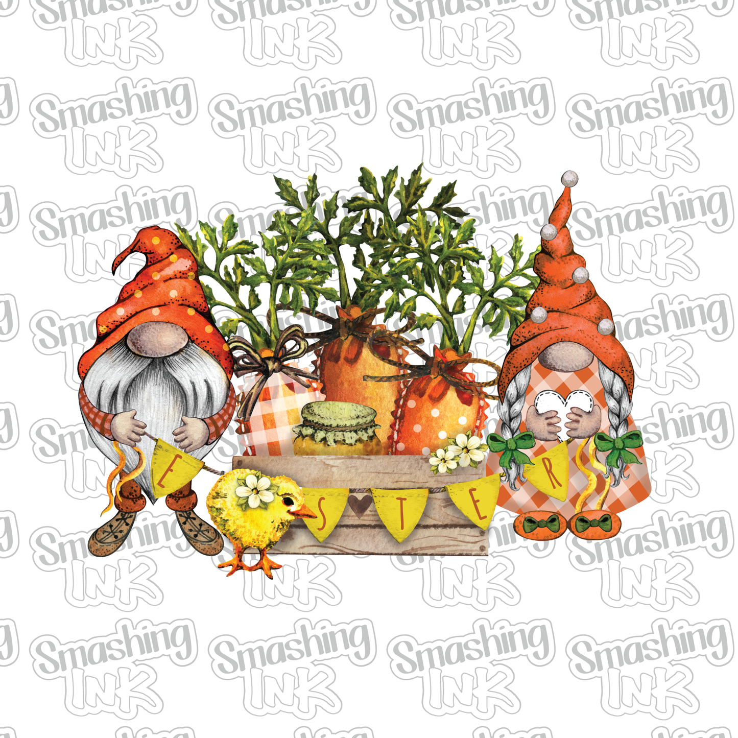 Easter Gnomes with Carrots - Heat Transfer | DTF | Sublimation (TAT 3 BUS DAYS) [4C23-7HTV]