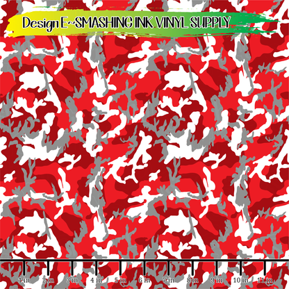 Red/Gray Camo ★ Pattern Vinyl | Faux Leather | Sublimation (TAT 3 BUS DAYS)