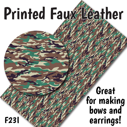 Military Camo - Faux Leather Sheet (SHIPS IN 3 BUS DAYS)