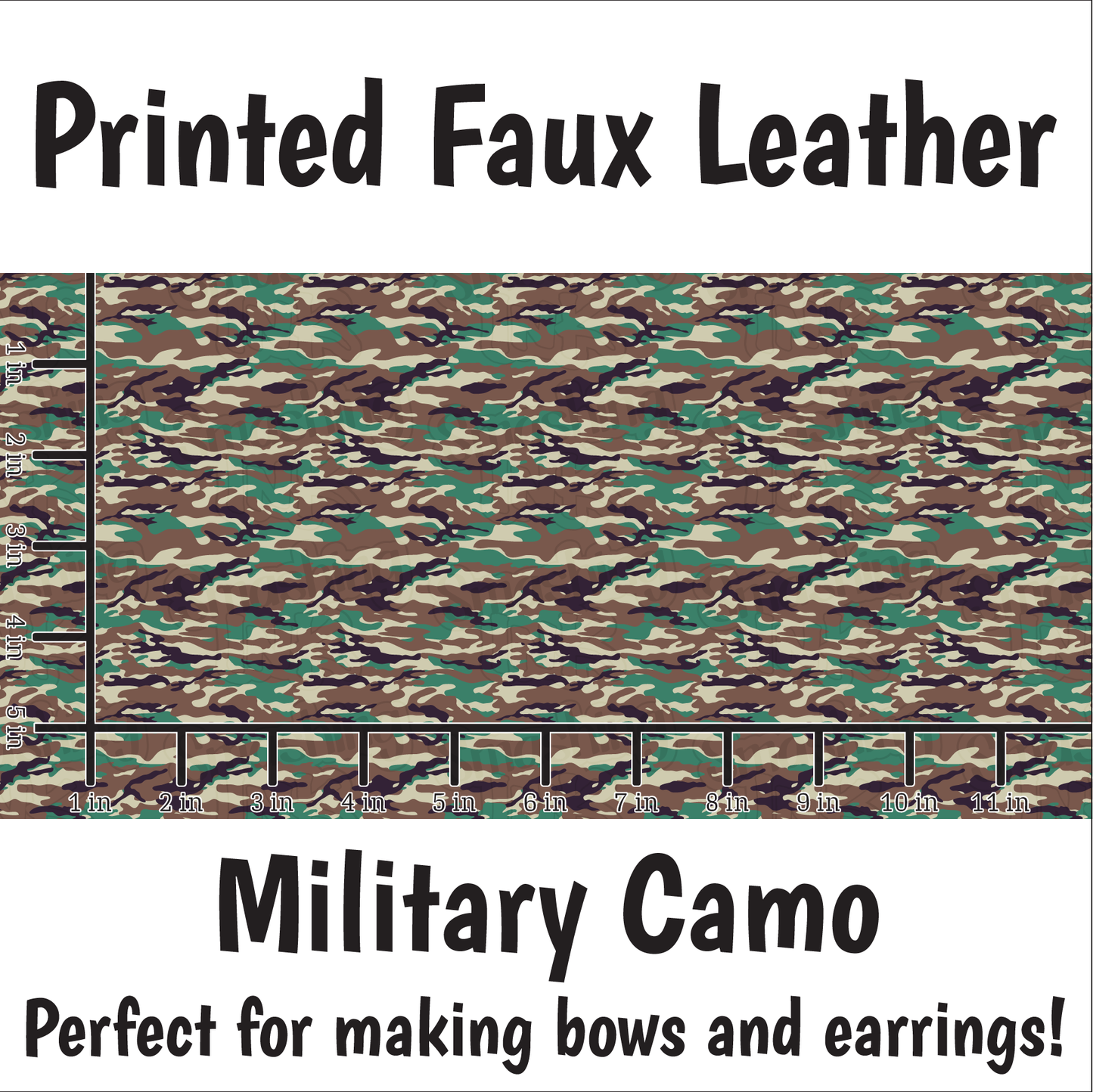 Military Camo - Faux Leather Sheet (SHIPS IN 3 BUS DAYS)