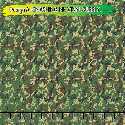 Distressed Military Camo ★ Pattern Vinyl | Faux Leather | Sublimation (TAT 3 BUS DAYS)