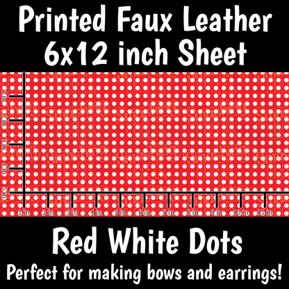 Red White Dots - Faux Leather Sheet (SHIPS IN 3 BUS DAYS)