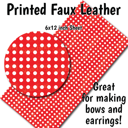 Red White Dots - Faux Leather Sheet (SHIPS IN 3 BUS DAYS)