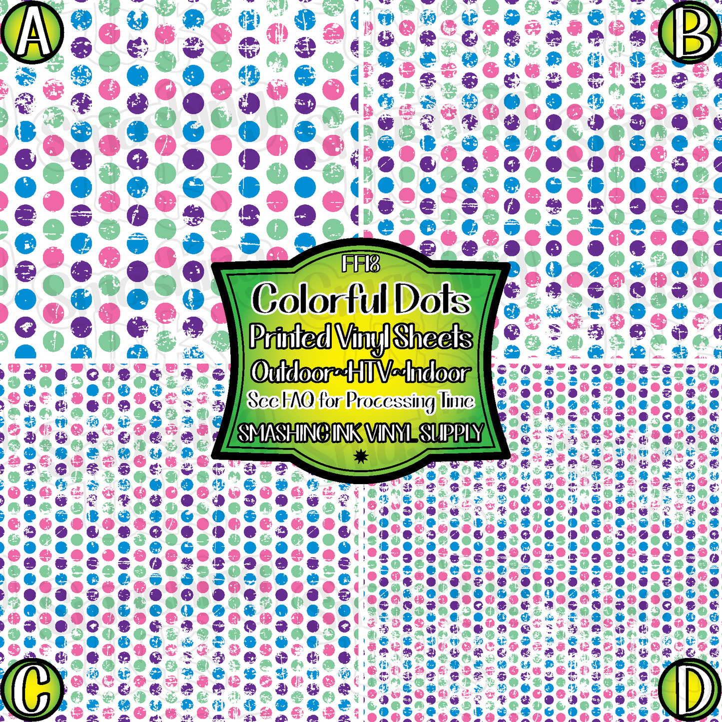 Grunge Colorful Dots ★ Pattern Vinyl | Faux Leather | Sublimation (TAT 3 BUS DAYS)
