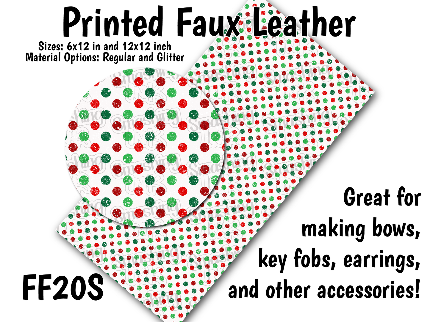 Christmas Dots - Faux Leather Sheet (SHIPS IN 3 BUS DAYS)