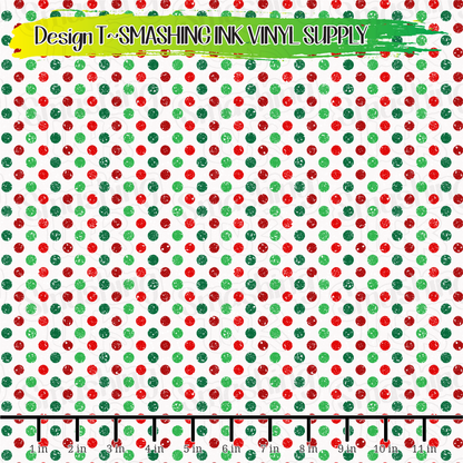 Christmas Dots  - Pattern Vinyl | Faux Leather | Sublimation (TAT 3 BUS DAYS)