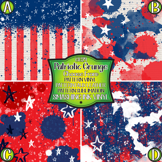 Patriotic Grunge ★ Pattern Vinyl | Faux Leather | Sublimation (TAT 3 BUS DAYS)