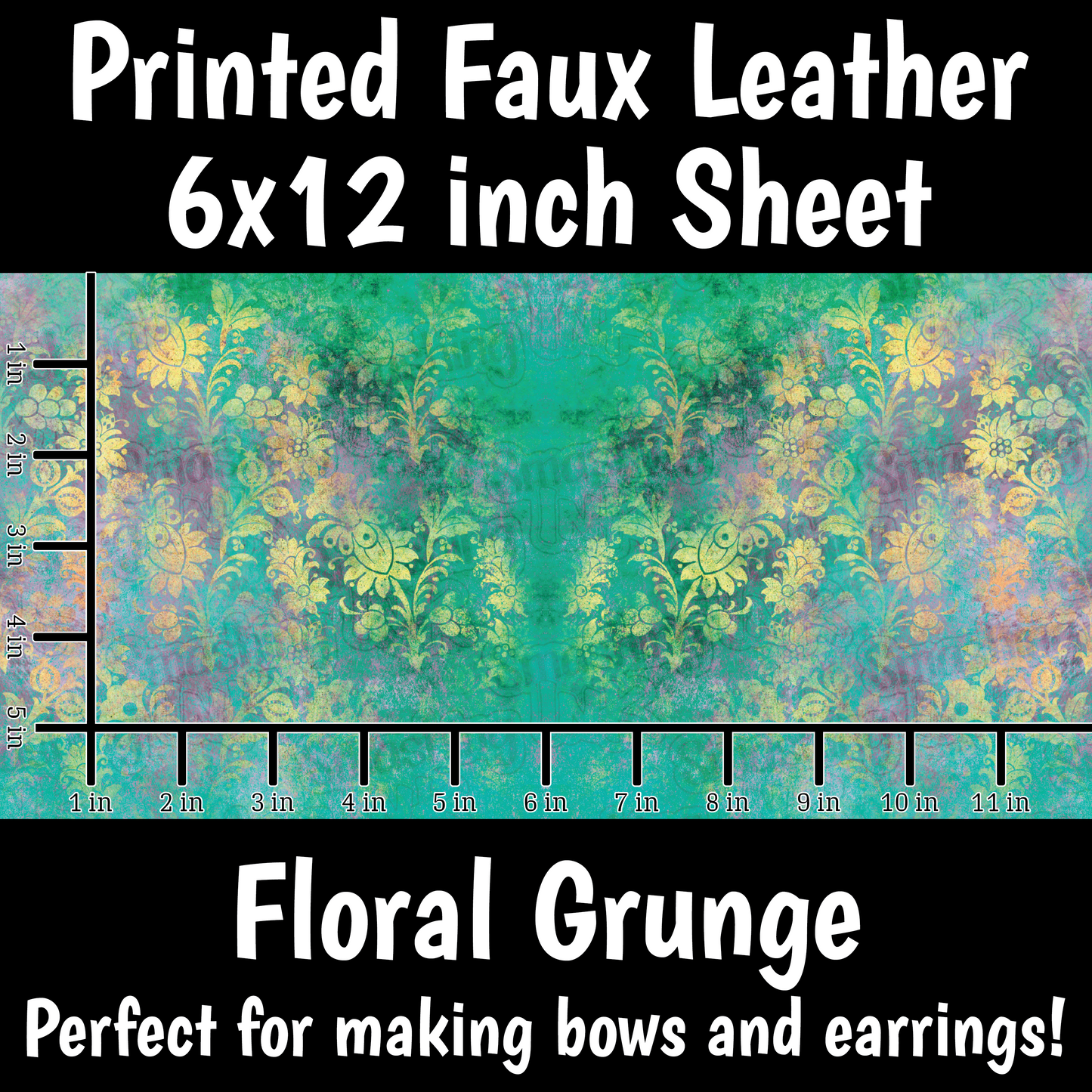 Distressed Floral - Faux Leather Sheet (SHIPS IN 3 BUS DAYS)