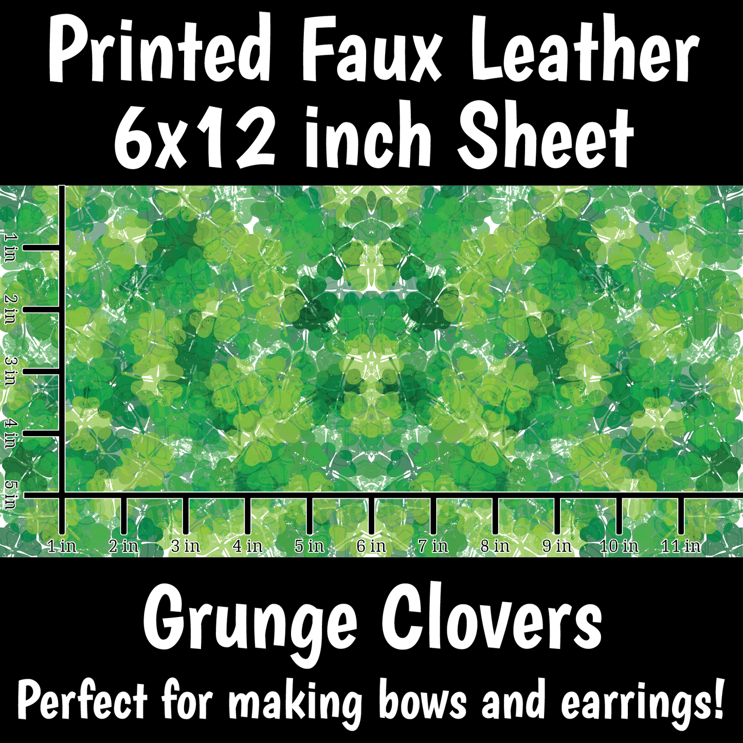 Grunge Clovers - Faux Leather Sheet (SHIPS IN 3 BUS DAYS)
