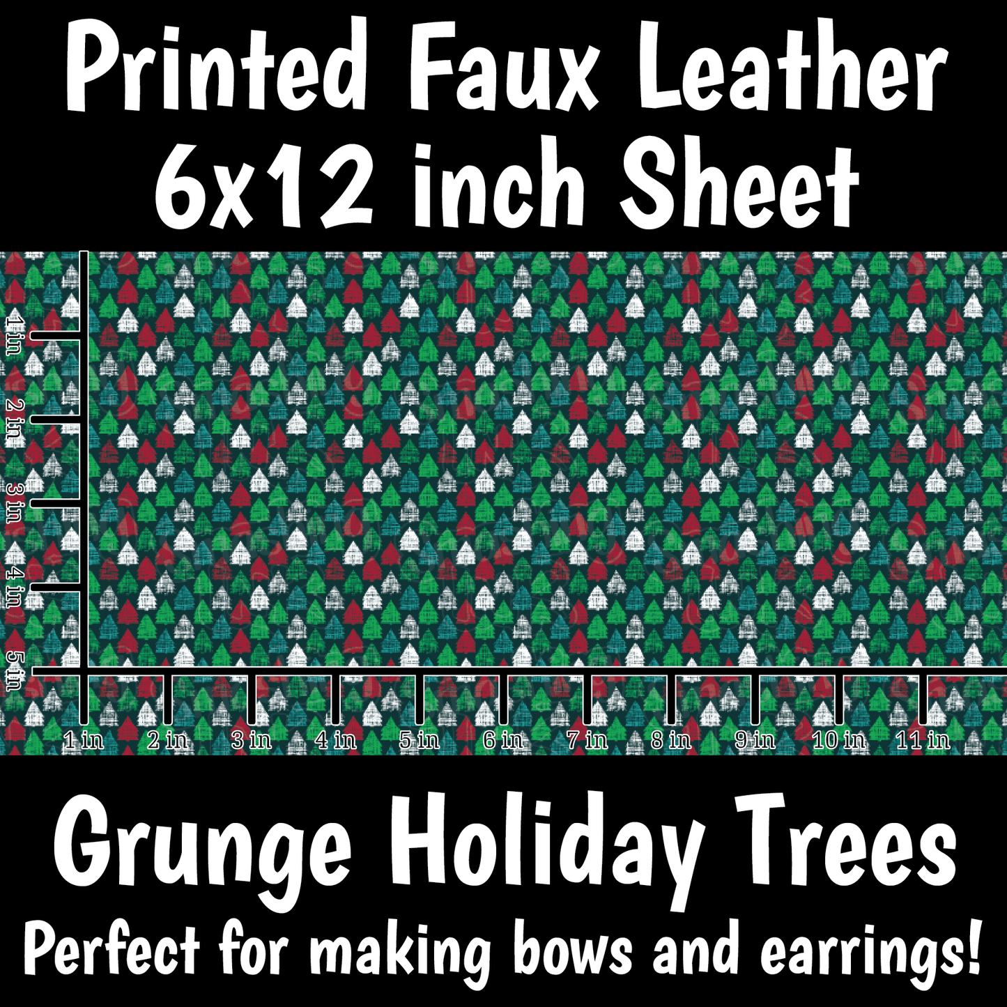Grunge Holiday Trees - Faux Leather Sheet (SHIPS IN 3 BUS DAYS)