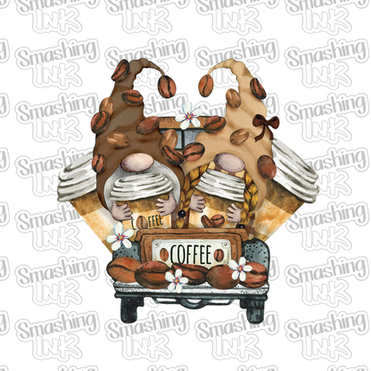 Gnome Coffee Truck - Heat Transfer | DTF | Sublimation (TAT 3 BUS DAYS) [8D-3HTV]