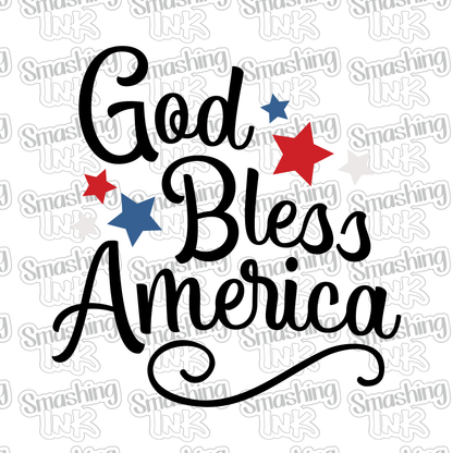 God Bless America- Heat Transfer | DTF | Sublimation (TAT 3 BUS DAYS) [15B-6HTV]